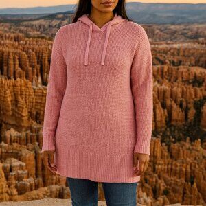 Sonoma Pink Hooded Pullover Sweater Woman's Size Large